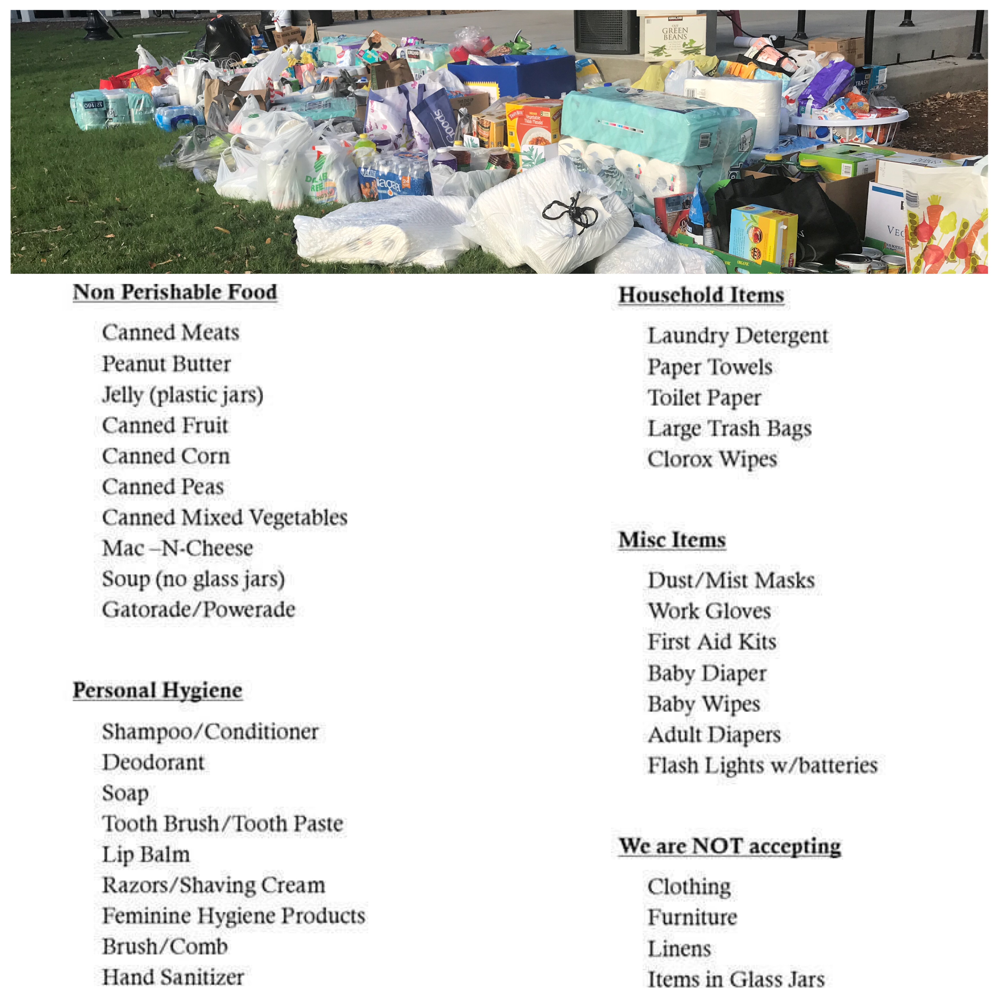 flood relief drop off locations